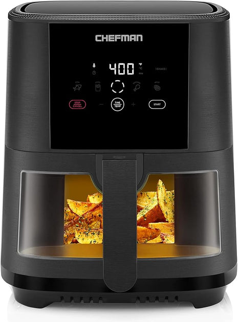 Chefman TurboTouch Easy View Air Fryer, The Most Convenient And Healthy Way To Cook Oil-Free, Watch Food Cook To Crispy And Low-Calorie Finish Through Convenient Window, 5 Qt