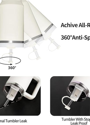 Silicone Spill Stopper Set Compatible with Stanley Cup 2.0 30oz & 40oz with Straw Cover (Set of 2, Cream)