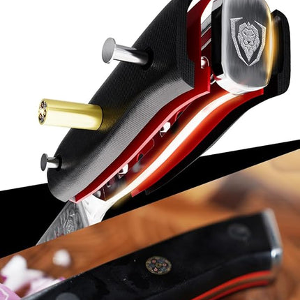 Dalstrong Chef Knife - 10.25 inch Blade - Shogun Series ELITE - Damascus - Japanese AUS-10V Super Steel - G10 Black Handle - Razor Sharp Kitchen Knife - Hammered Finish - Chef's Knife - Sheath