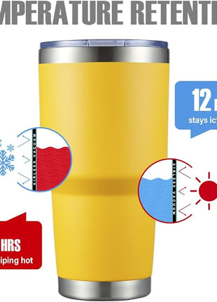 MEWAY 30oz Tumbler Double Wall Vacuum Insulated Travel Mug, Stainless Steel Tumbler with Lid, Durable Powder Coated Insulated Coffee Cup for Cold & Hot Drinks (Yellow,1 PACK)