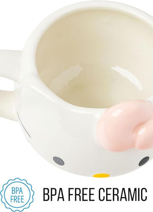 Silver Buffalo Sanrio Hello Kitty Light Pink Bow Ceramic 3D Sculpted Mug, 20 Ounces