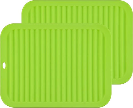 Silicone Trivets mat Smithcraft 9"X12" Big Multi-Purpose Drying Trivet Mat, Pot Holder, Waterproof, (Set of 2) Non Slip, Flexible, Durable, Dishwasher Safe Green
