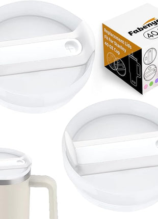 40 OZ Tumbler Lid Replacement Fit for Stanley Cup, 2 Pack Clear Replacement Lids Fit for Stanley Travel Tumbler, Spill Proof Tumbler Covers for Stanley Cup Accessories (Opaque - White)