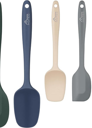 HOTEC Heat Resistant 600℉ BPA-Free Silicone Rubber Spatula Set for Baking, Cooking, and Mixing Non Stick Dishwasher Safe, Neutral Set of 5