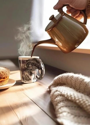 IYARA CRAFT 3D Elephant Mug 11oz – Handcrafted Ceramic Coffee Cup with Sculpted Elephant Handle, Microwave & Dishwasher Safe, Unique Wildlife Gift for Animal Lovers, Women, Christmas & Holiday Gifts