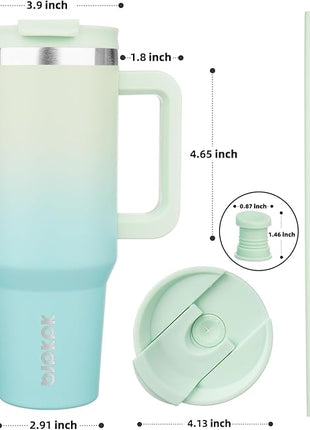 BJPKPK 40 oz Insulated Tumbler With Lid And Straw Stainless Steel Tumblers Cup With Handle For Women And Men,Mint