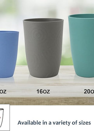 Wheat Straw Cups 6 PCS Plastic Cups Reusable Unbreakable Drinking Cup Dishwasher Safe Water Glasses with Unique Pattern(16 OZ,Black Grey)