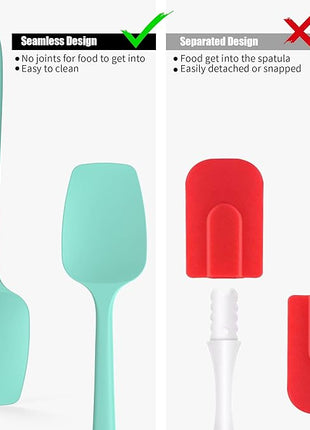 Heat Resistant Silicone Spoon Spatulas, Doosu 600°F High Temp Flexible Cooking Spoons Kitchen Spoonula Scratch-Proof for Mixing Stirring Scraping Serving Non-Stick Cookware (Set of 3, Aqua Sky)