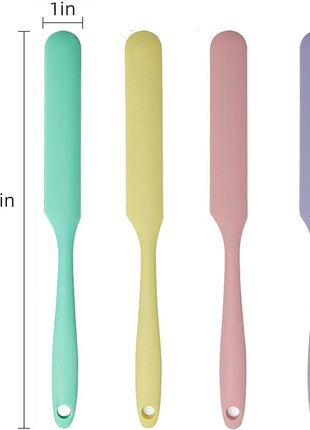 4 Pcs Silicone Jar Spatula Set - Long Handle Sourdough Scraper, Skinny Spatula for Jars, Bottles, and Containers, Non-Stick Heat Resistant Cake Cream Spatulas