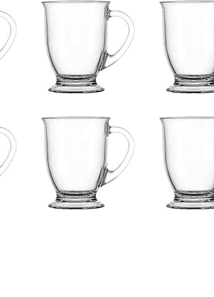 Anchor Hocking Café Glass Coffee Mugs, 16 oz, Set of 6