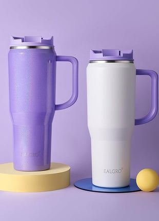 50 oz Tumbler with Handle, Insulated Tumblers with Lid and Straw, Large Metal Sports Water Bottle Jug, Thermal Stainless Steel Travel Coffee Mug Cup, Red