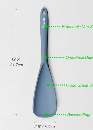 Silicone Spatula Spoon, Great for Both Cooking and Serving Durable BPA-Free Matte Black Silicone, Seamless Design, Safe for Nonstick Cooking Surfaces, 2-Pcs, Starry Blue