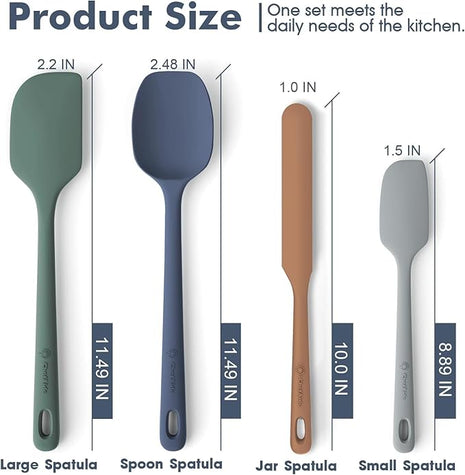 4 Pieces Silicone Spatula Set, Food Grade Rubber Spatula, Upgrade Strong Handle with Ergonomic Grip, Heat Resistant for Nonstick Cookware, Cooking