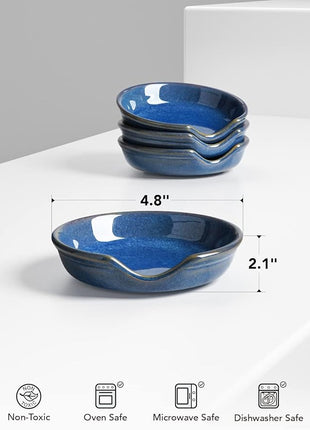 LE TAUCI Ceramic Spoon Rest for kitchen, 4.8 Inches Spoon Holder for Stove Top, Coffee Spoon Rest, Spoon Cradle, Kitchen Basics, Kitchen Accessories For Utensils, Set of 4, Ceylon blue