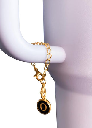 （2+2）2PCS Straw Cover for Stanley Cup 30&40 Oz 10mm Straw Topper with 2PCS Stanley Cup Accessories Letter Charms Name ID Initial Letter Handle Personalized Charm For Stanley Tumbler (Letter N)