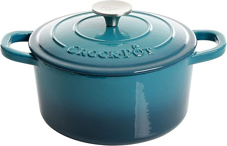 Crock-Pot Artisan Round Enameled Cast Iron Dutch Oven, 3-Quart, Teal Ombre