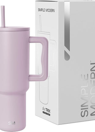 Simple Modern 40 oz Trek Tumbler with Handle and Straw Lid | Cup Holder Friendly Insulated Stainless Steel Travel Mug | Lavender Mist