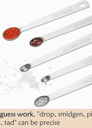 8 Pcs Mini Silicone Spatula Mini Measuring Spoons Set, Reusable Double-ended Tiny Silicone Spoon Spatula and Stainless Steel Small Measuring Spoons for Kitchen Cooking Spice Jars Bottle (Black)