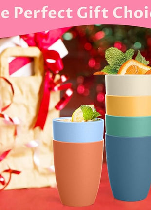 Homienly Wheat Straw Cups, Alternatives to Plastic Cups Reusable Set of 6, Unbreakable Drinking Cup Water Tumblers for Kitchen,Camping, Party, Dishwasher Safe Drinking Glasses Set(12 OZ, Colorful)