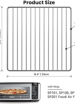 13.4'' x 13.4'' Wire Rack for Baking with Ninja SP101, SP100, SP1001C, SP201 Foodi Air Fry Oven, Stainless Steel Wire Rack for Cooking, Oven Racks Replacements for Ninja Air Fryer Replace