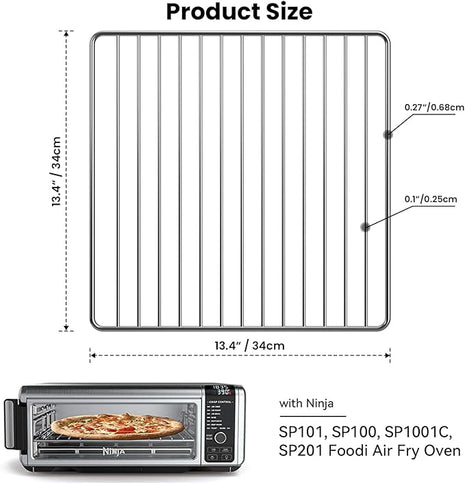 13.4'' x 13.4'' Wire Rack for Baking with Ninja SP101, SP100, SP1001C, SP201 Foodi Air Fry Oven, Stainless Steel Wire Rack for Cooking, Oven Racks Replacements for Ninja Air Fryer Replace