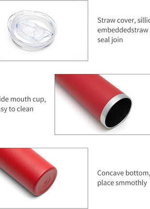 HASLE OUTFITTERS 20 oz Skinny Tumbler, Stainless Steel Insulated Slim Tumbler with Lid, Reusable Double Wall Travel Coffee Mug, Durable Powder Coated Travel Water Cup(Red, 1)