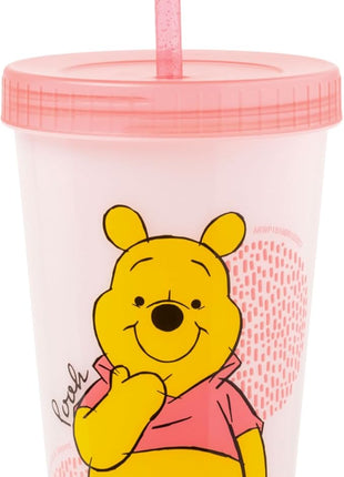 Silver Buffalo Disney Winnie the Pooh 4 Count Color Changing Plastic Tumblers Featuring Eeyore, Winnie the Pooh, Tigger, and Piglet, 24 Ounces (Pack of 12)
