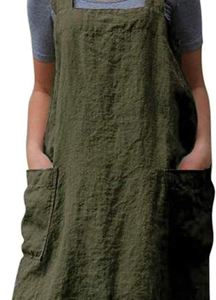 YESDOOD Cotton Linen Apron Cross Back Apron for Womens with Pockets Pinafore Dress for Baking Cooking