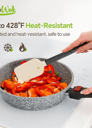 Silicone Spatula Set, Food Grade Rubber Spatula-4 Piece Nonstick Rubber Spatulas, Spoonula, Jar Scraper for Cooking, Baking, Mixing, Frosting - Heat Resistant Up to 600°F (Spatulas-Black)