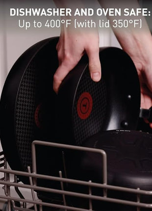 T-fal Ultimate Hard Anodized Nonstick Fry Pan Set 2 Piece, 10, 12 Inch, Oven Broiler Safe 400F, Cookware, Pots and Pans Set Non Stick, Kitchen Frying Pans, Cooking Skillets, Dishwasher Safe, Grey