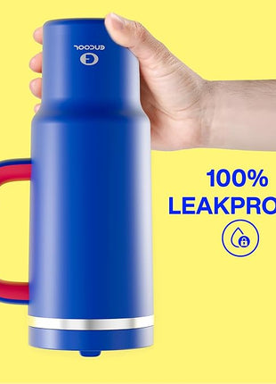 ENCOOL 40 oz Tumbler with Handle and Straw: Stainless Steel Insulated Tumbler Keeps Cold for 24 Hours, Leakproof Travel Cup Fits in Cup Holder and BPA-Free,Beaucoup Blue