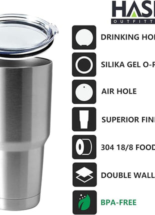 HASLE OUTFITTERS 30oz Stainless Steel Tumbler, Double Wall Vacuum Insulated Travel Mug Tumbler, Durable Insulated Coffee Mug, Gift Box Set (Silver, 8)