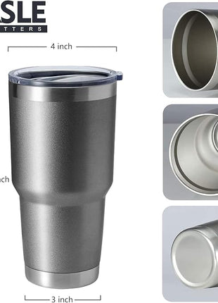 HASLE OUTFITTERS 30oz Stainless Steel Tumbler, Double Wall Vacuum Insulated Travel Mug Tumbler, Durable Insulated Coffee Mug, Gift Box Set (Grey, 4)