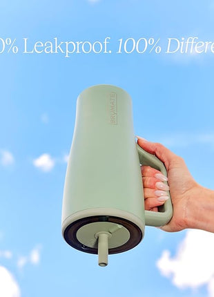 BrüMate Era 40 oz Tumbler with Handle and Straw | 100% Leakproof Insulated Water Bottle Tumbler with Lid and Flexible SoftSip Straw | Made of Stainless Steel | Cup Holder Friendly | 40oz (Sage)