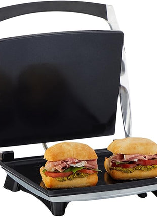 IMUSA 12x10in Stainless Steel Electric Panini Press with Temperature Control, Nonstick Plates for Sandwiches, Grilled Paninis, Quesadillas, and More