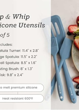 Starpack 'Flip & Whip' Premium Silicone Baking Utensils Set (5 Pcs) - Cooking Utensils with Heat Resistant to 600°F - Baking Utensils - Large & Small Spatulas, Whisk & Basting - Brush Baking Tool Set