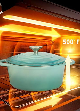 Cast Iron Dutch Oven 4.5 Quart Enameled Cast Iron Dutch Oven Pot with lid Heavy Duty Dutch Oven Dual Handles Porcelain Enameled Cast Iron Pot for Baking Braiser Cooking Family or Friends Gifts,Aqua