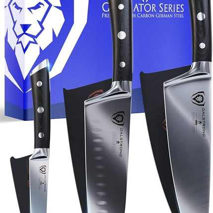 Dalstrong 3pc Knife Set - Gladiator Series Elite - Chef Essentials - Chef Knife, Santoku Knife, Paring Knife - G10 Handle - High Carbon German Steel - w/Sheaths - NSF Certified