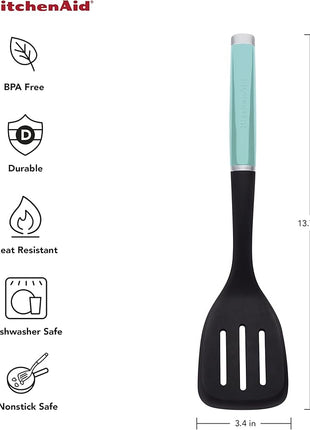 KitchenAid Classic Nylon Slotted Turner, 13.66-Inch, Aqua Sky (Pack of 12)