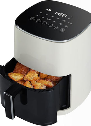 Sweetcrispy 6QT Air Fryer with Window, Square Airfryer Oven 12-in-1 for Family, 400°F Rapid Air Crispy Technology, Roast Bake Dehydrate, Nonstick & Easy-Clean Basket,Off-White