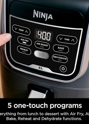 Ninja | XL Single Basket Air Fryer | 5.5 QT Capacity fits 3lbs of Wings | 5-in-1Air Fry, Roast, Bake,Reheat & Dehydrate |Dishwasher Safe Parts & Recipe Guide | Grey |AF150AMZ