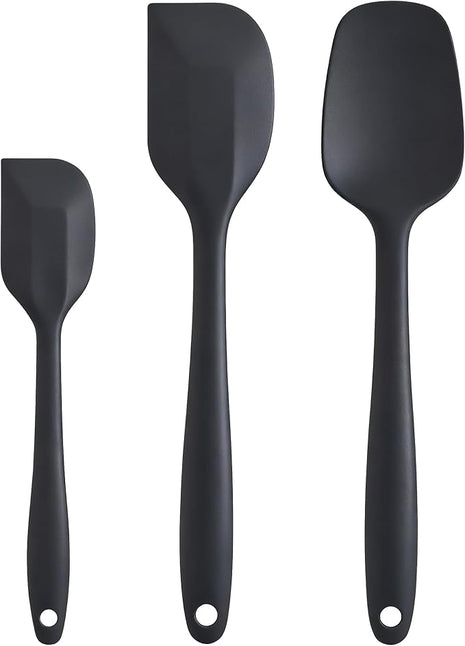 Silicone Spatula Set - Rubber Spatula - 600°F Heat Resistant Baking Spoon & Spatulas(Black)