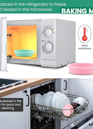 4Pcs Air Fryer Egg Mold Round Silicone Round Silicone 4'' Burger Buns Moulds Air Fryer Bites Egg Molds for Muffin Lids,Toast,Baking Hamburger,Non-Stick Air Fryer Accessories