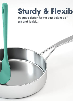 5 Pieces Silicone Spatula Set, Food Grade Rubber Spatula, Upgrade Strong Handle with Ergonomic Grip, Heat Resistant Up to 600°F for Nonstick Cookware, Cooking Mint