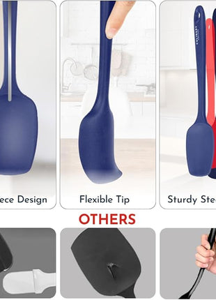 4-Piece Blue Baking Spatula Set - Holiday Baking Essentials, Rubber Spatulas Silicone Heat Resistant, BPA-Free - Spatula Set for Nonstick Cookware - Silicone Baking Utensils