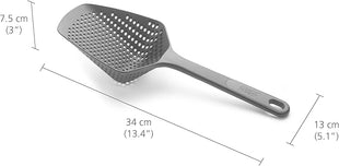Joseph Joseph Scoop Plus Colander, Spoon Drainer/Strainer, Scoop, Drain and Serve, heat resistant up to 200°C (392°F), Dishwasher safe, Large, Black