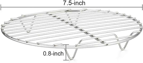TeamFar Round Cooling Rack Set of 2, 7½ Inch Round Baking Steaming Roasting Rack Set Stainless Steel, Healthy & Dishwasher Safe, Mirror Finish & Rust Free