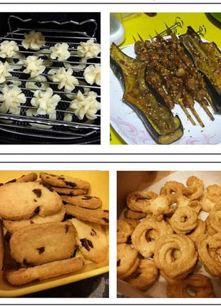 Air fryer Double Layer Round Rack with 5 Skewers Fitting XL Air Fryers（9in,Fit 5.3 QT or Above）