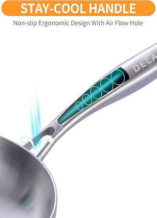 DELARLO Whole body Tri-Ply Stainless Steel 8inch Small Frying Pan, Chef's Pans Oven safe induction kitchen skillet,Suitable for All Stove (Detachable Handle)