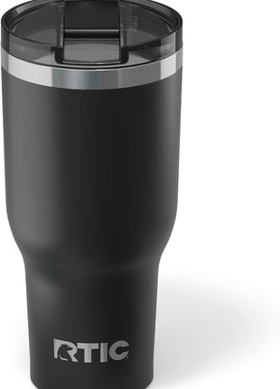 RTIC 40oz Essential Tumbler with Lid, Ceramic Lined, Insulated, Stainless Steel, Metal, Double Wall Vacuum-Insulation, Travel Cup for Iced Coffee, Tea, Hot and Cold Drink, Black